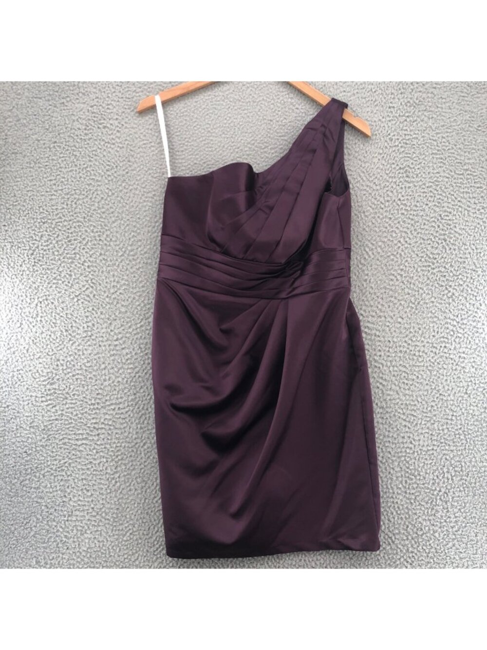 Davids Bridal Dress Womens 12 Purple Sheath Mini One Shoulder Pleated Cocktail